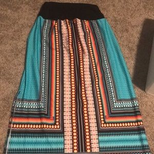 Aztec print floor length skirt.